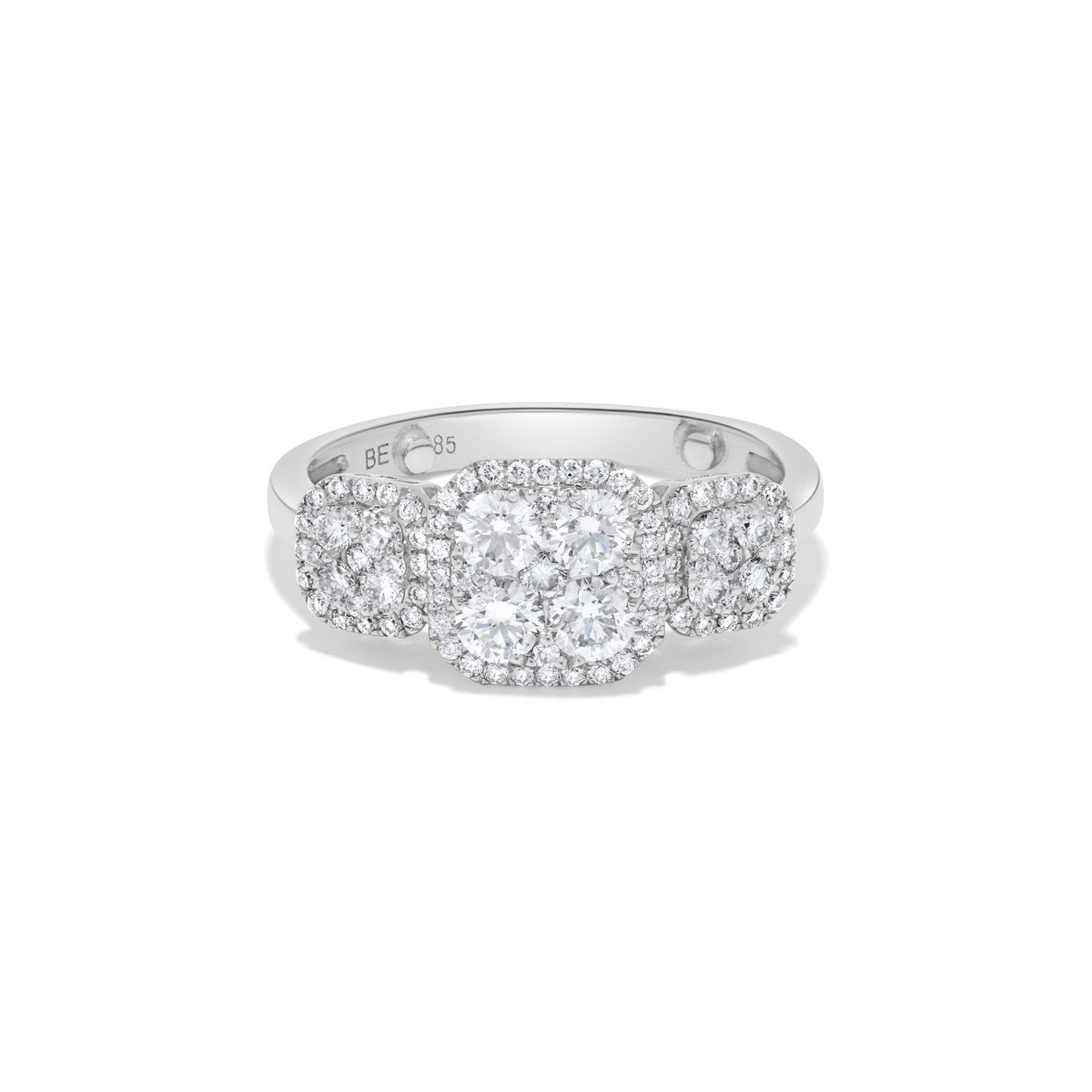 0.80 ct. t.w. Triple Cushion-Shaped Round Diamond Cluster Ring in 14K White Gold
