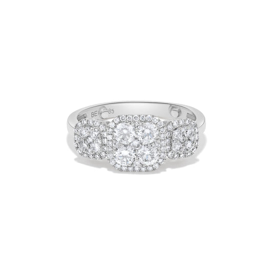 0.80 ct. t.w. Triple Cushion-Shaped Round Diamond Cluster Ring in 14K White Gold