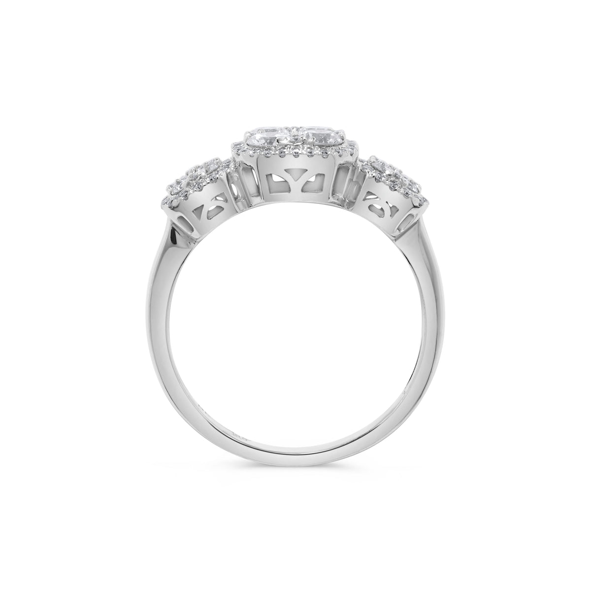 0.80 ct. t.w. Triple Cushion-Shaped Round Diamond Cluster Ring in 14K White Gold