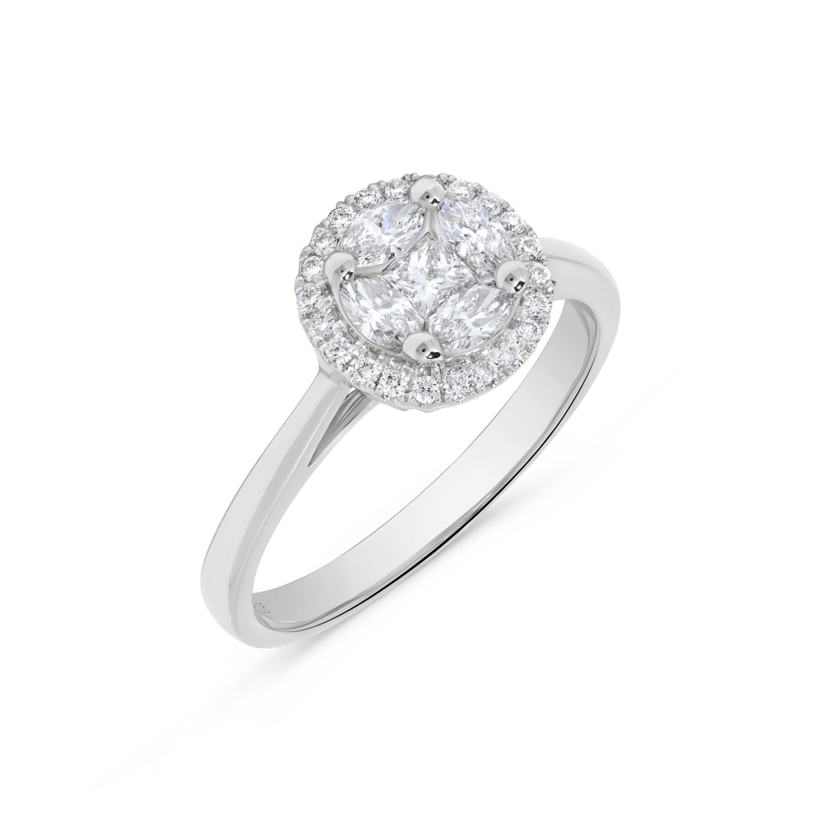 0.50 ct. t.w. Marquise & Princess Diamond Cluster Ring in 14K White Gold