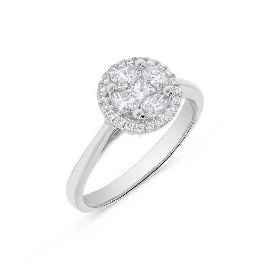 0.50 ct. t.w. Marquise & Princess Diamond Cluster Ring in 14K White Gold
