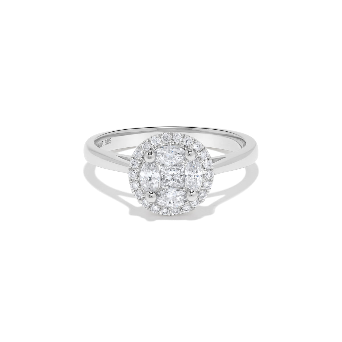 0.50 ct. t.w. Marquise & Princess Diamond Cluster Ring in 14K White Gold