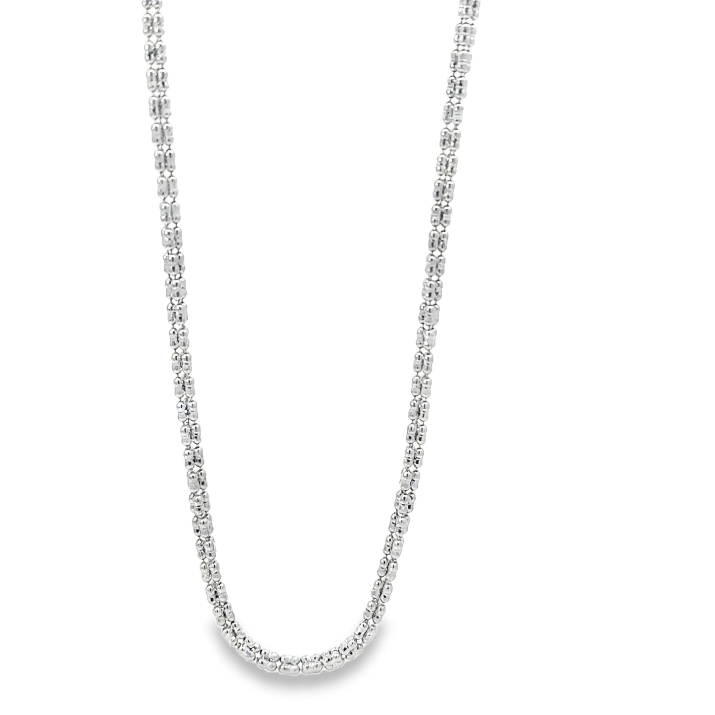 14K White Gold Diamond-Cut Ice Chain Necklace 26in 2.5mm 12.6g