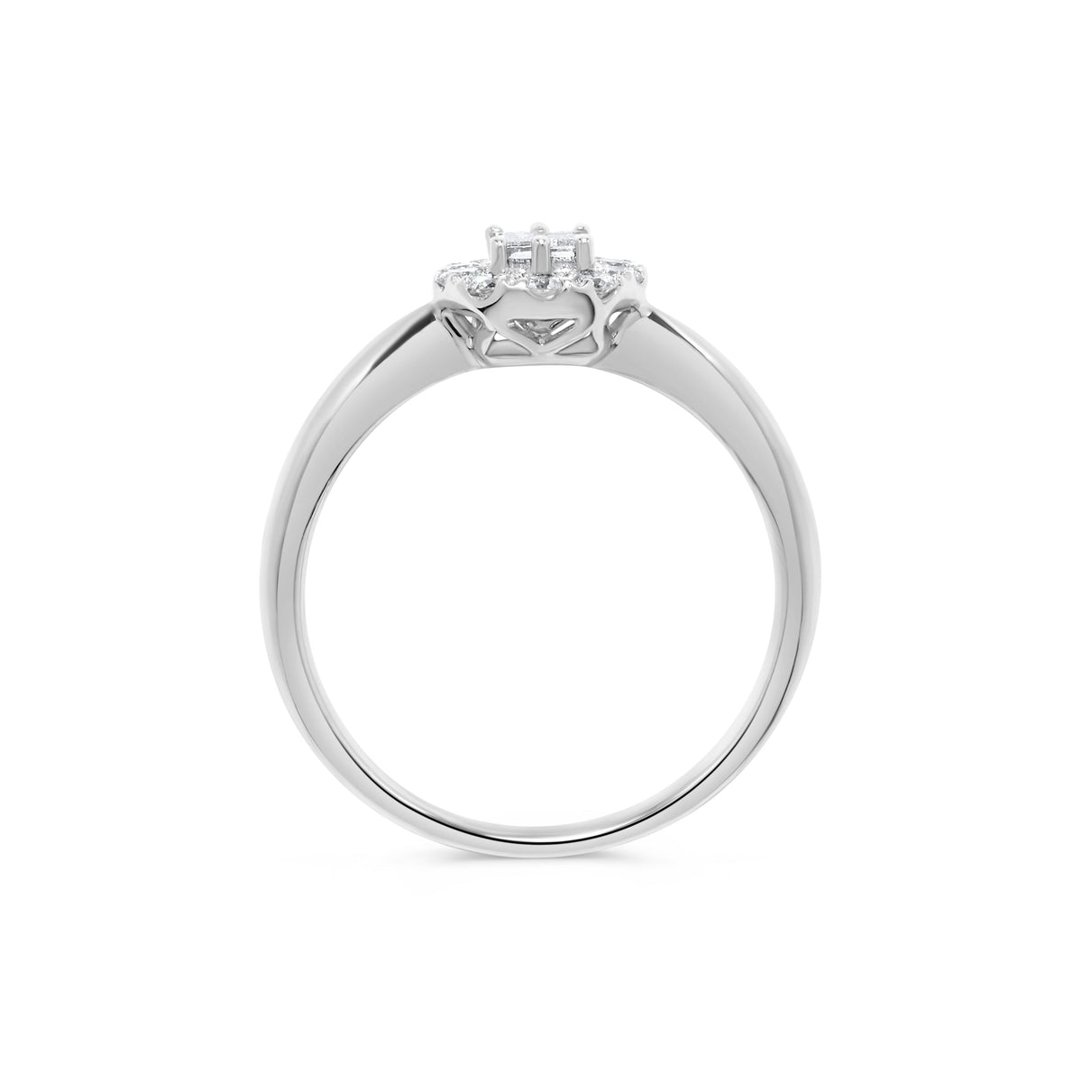 0.46 ct. t.w. Baguette Diamond Round Halo Ring in 14K White Gold