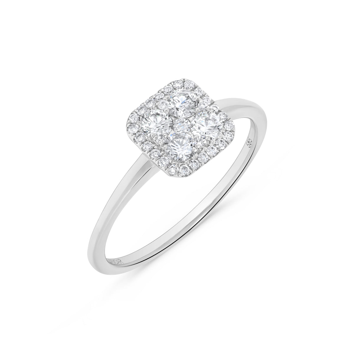 0.50 ct. t.w. Square Shaped Round Diamond Cluster Ring in 14K White Gold