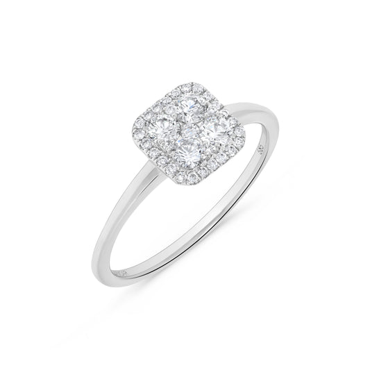 0.50 ct. t.w. Square Shaped Round Diamond Cluster Ring in 14K White Gold