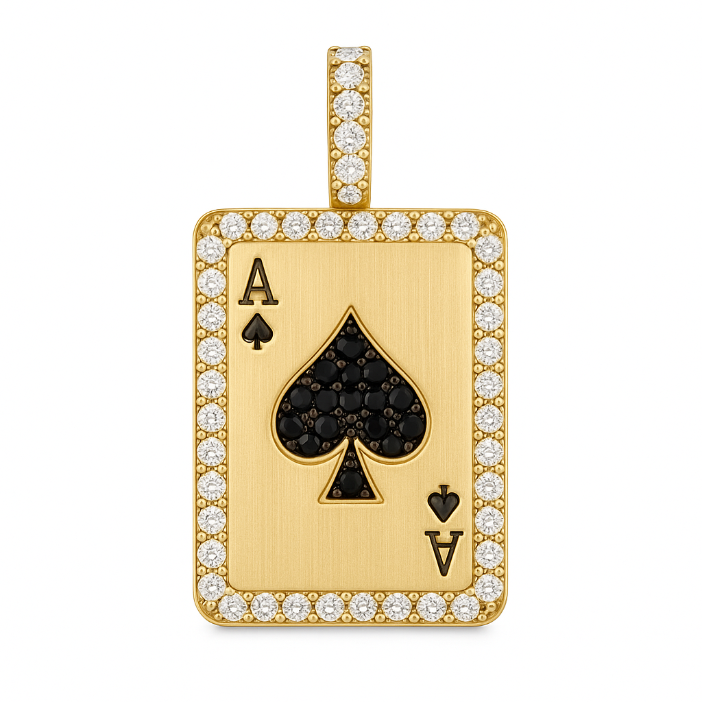 14K Gold Ace of Spades Diamond Pendant 1.00ct VS1 6g
