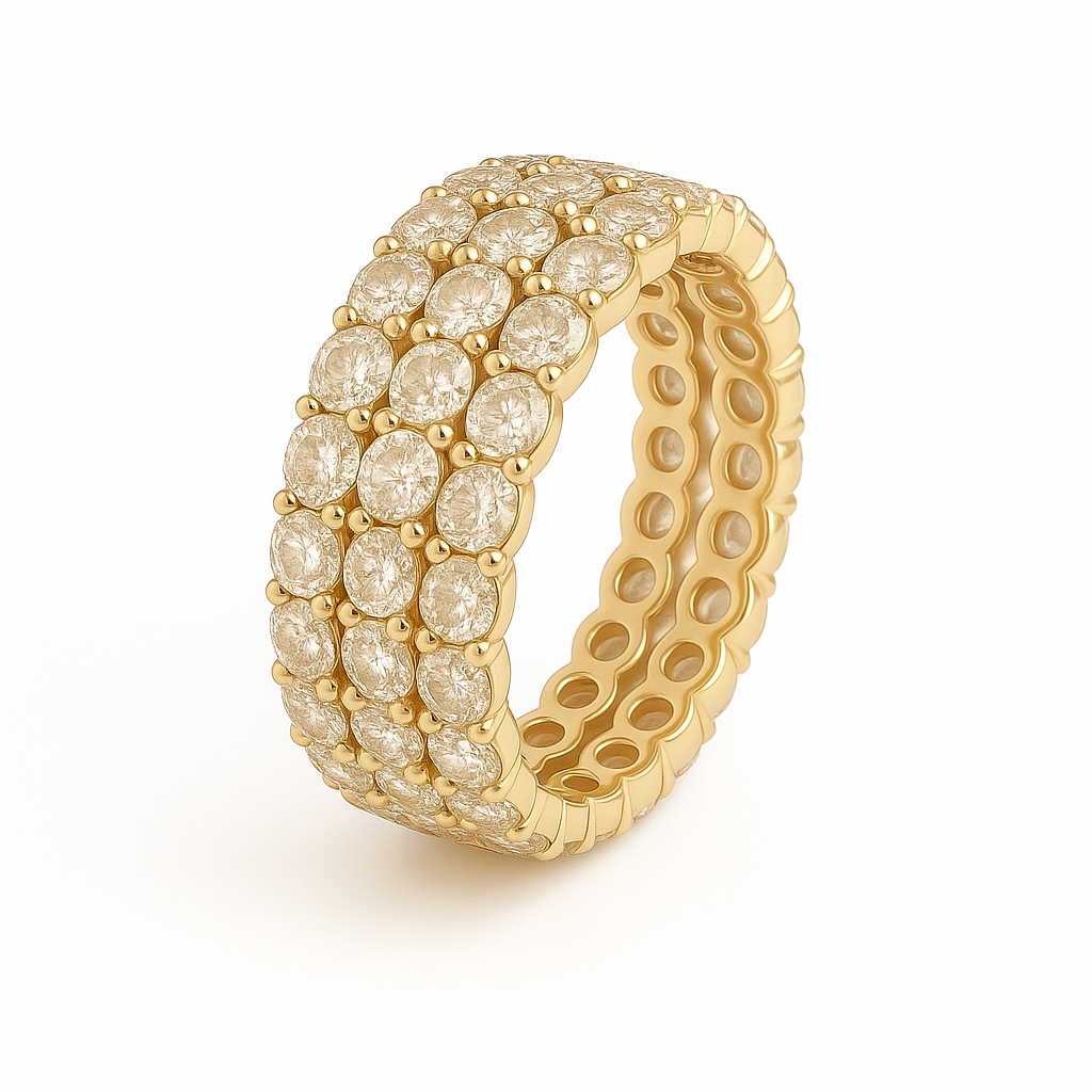 14K Yellow Gold Diamond Eternity Band Ring (7.5ct Total Weight, VS2 Clarity)