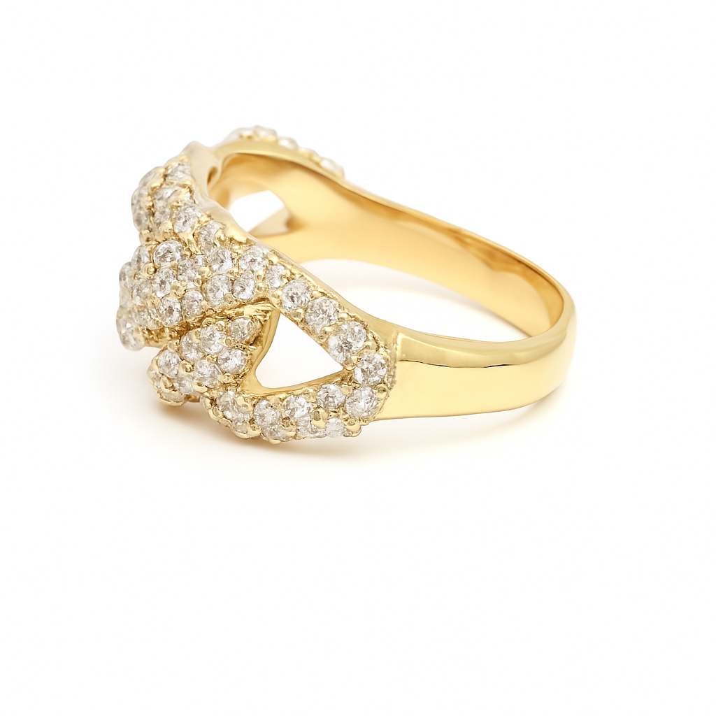 14K Yellow Gold Lab-Grown Diamond Cuban Link Ring, 1.84 Carats (F VS1)