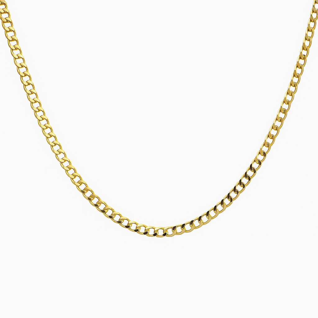 10K Yellow Gold Curb Link Necklace 4.5mm