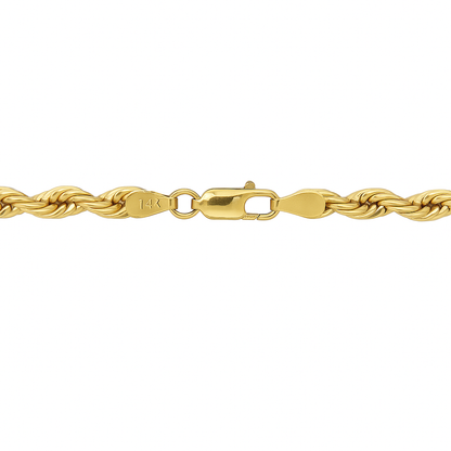 14K Yellow Gold Rope Chain Necklace 2.5mm