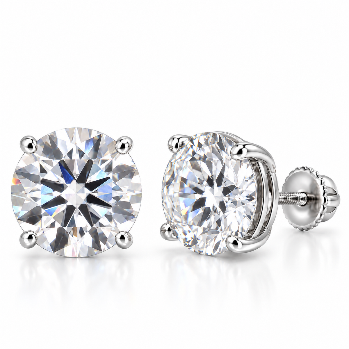 E-Color VS1 Round Lab-Grown Diamond Stud Earrings in 14K Gold