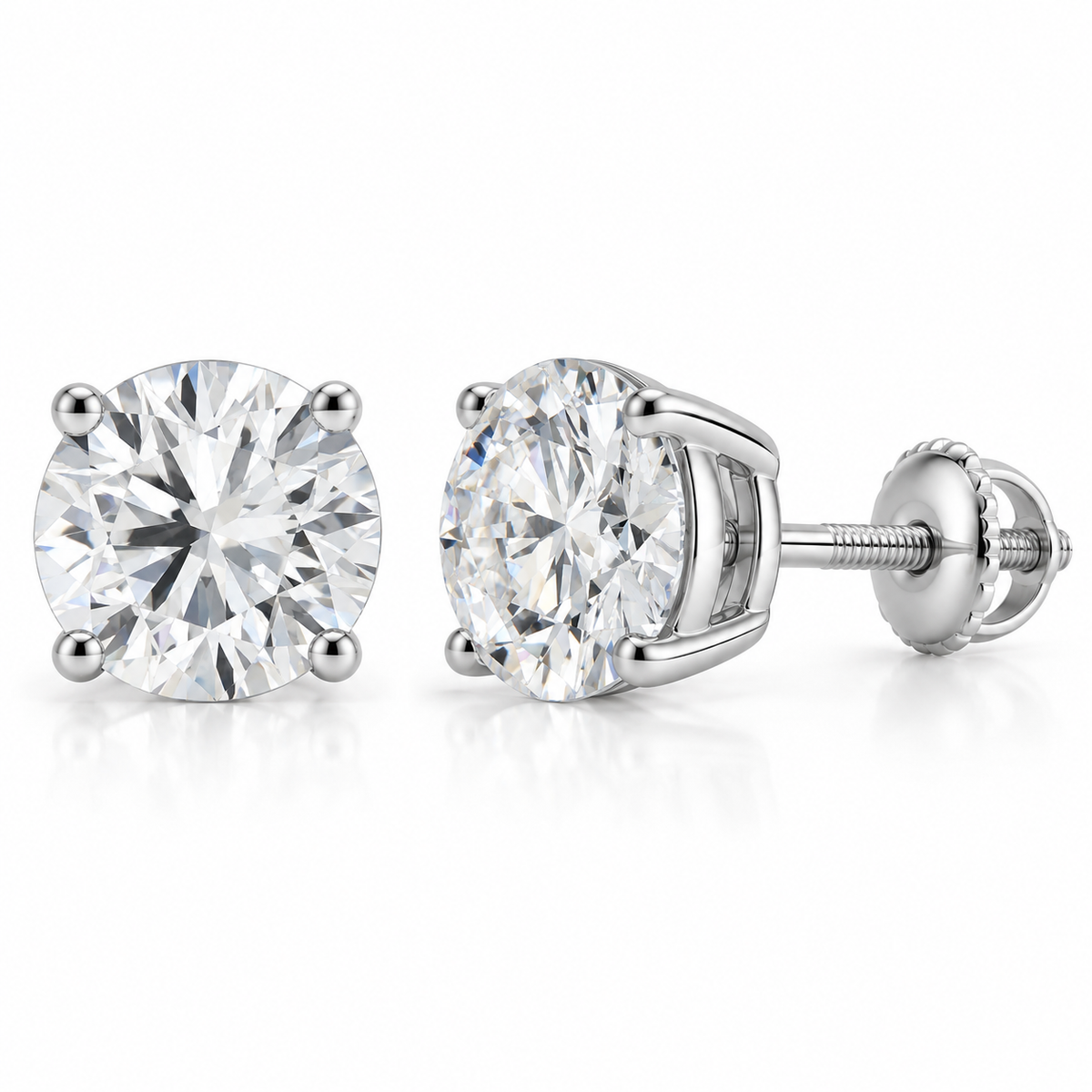 3CT D Color VS1 Round Lab Grown Diamond Stud Earrings in 14K Gold