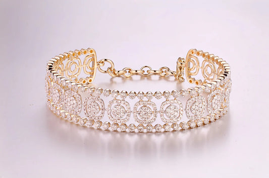 7" 14K Yellow Gold Diamond Bracelet – 2.92ct H-I VS-SI Clarity, 13mm Wide
