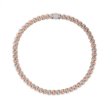 22" 14K White & Rose Gold Diamond Link Chain – 18.74ct Natural Diamonds