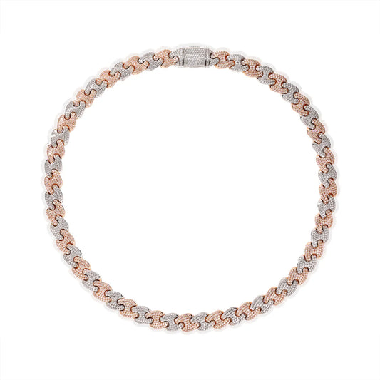 22" 14K White & Rose Gold Diamond Link Chain – 18.74ct Natural Diamonds
