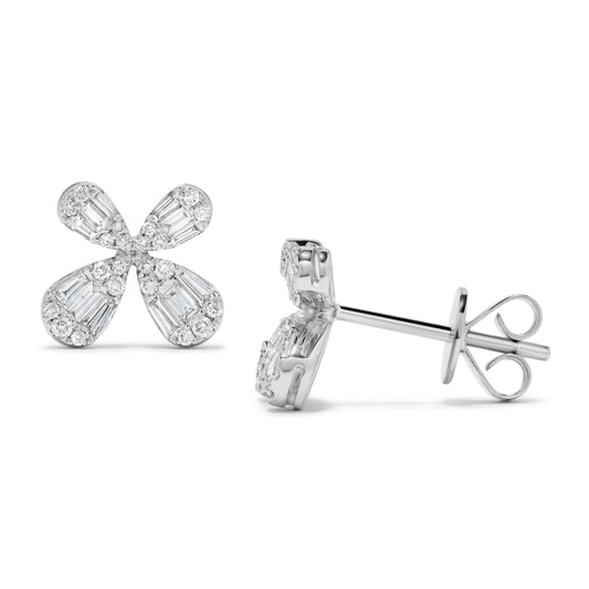 0.50 ct. t.w. Baguette Diamond Butterfly Stud Earrings in 14K White Gold