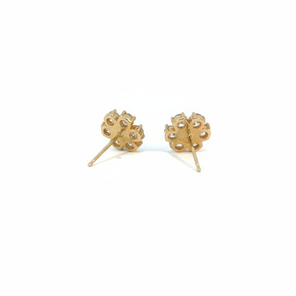 14K Yellow Gold Lab-Grown Diamond Flower Earrings