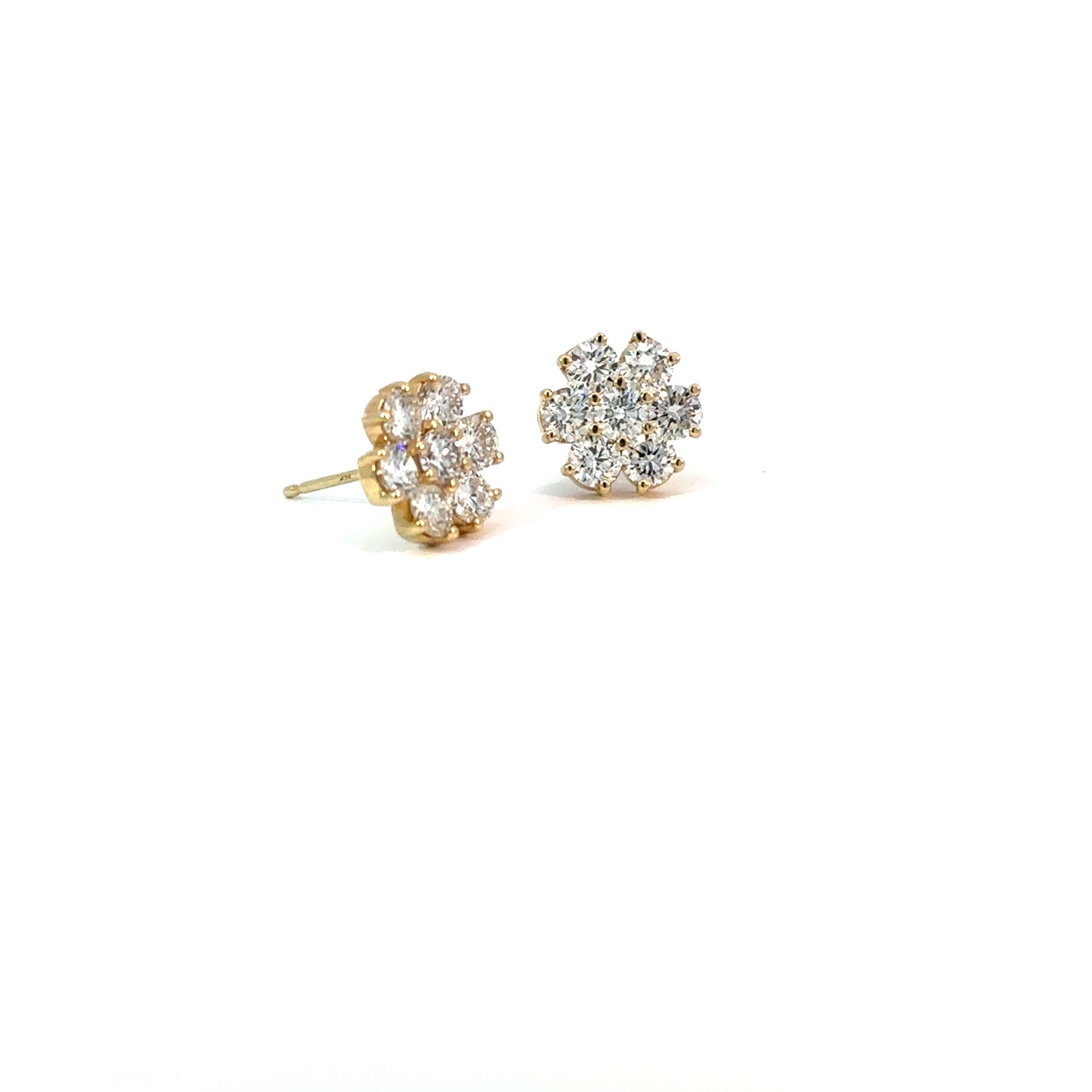 14K Yellow Gold 2 Carat Lab Grown Diamond Flower Earrings F VS1