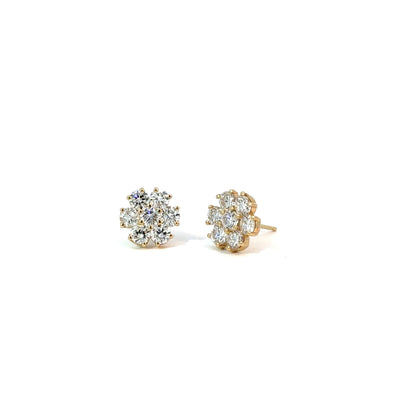 14K Yellow Gold Lab-Grown Diamond Flower Earrings