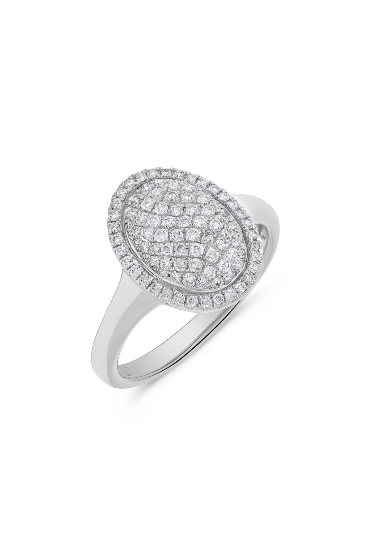 Pavé Diamond Oval Cluster Ring in 14K White Gold