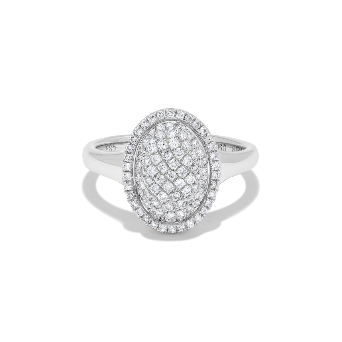 Pavé Diamond Oval Cluster Ring in 14K White Gold