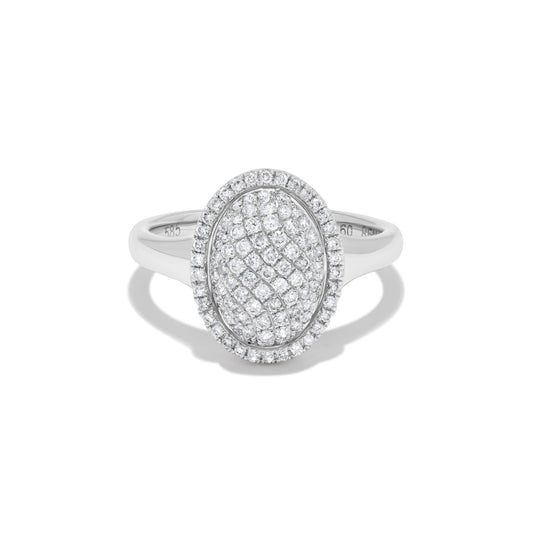 Pavé Diamond Oval Cluster Ring in 14K White Gold