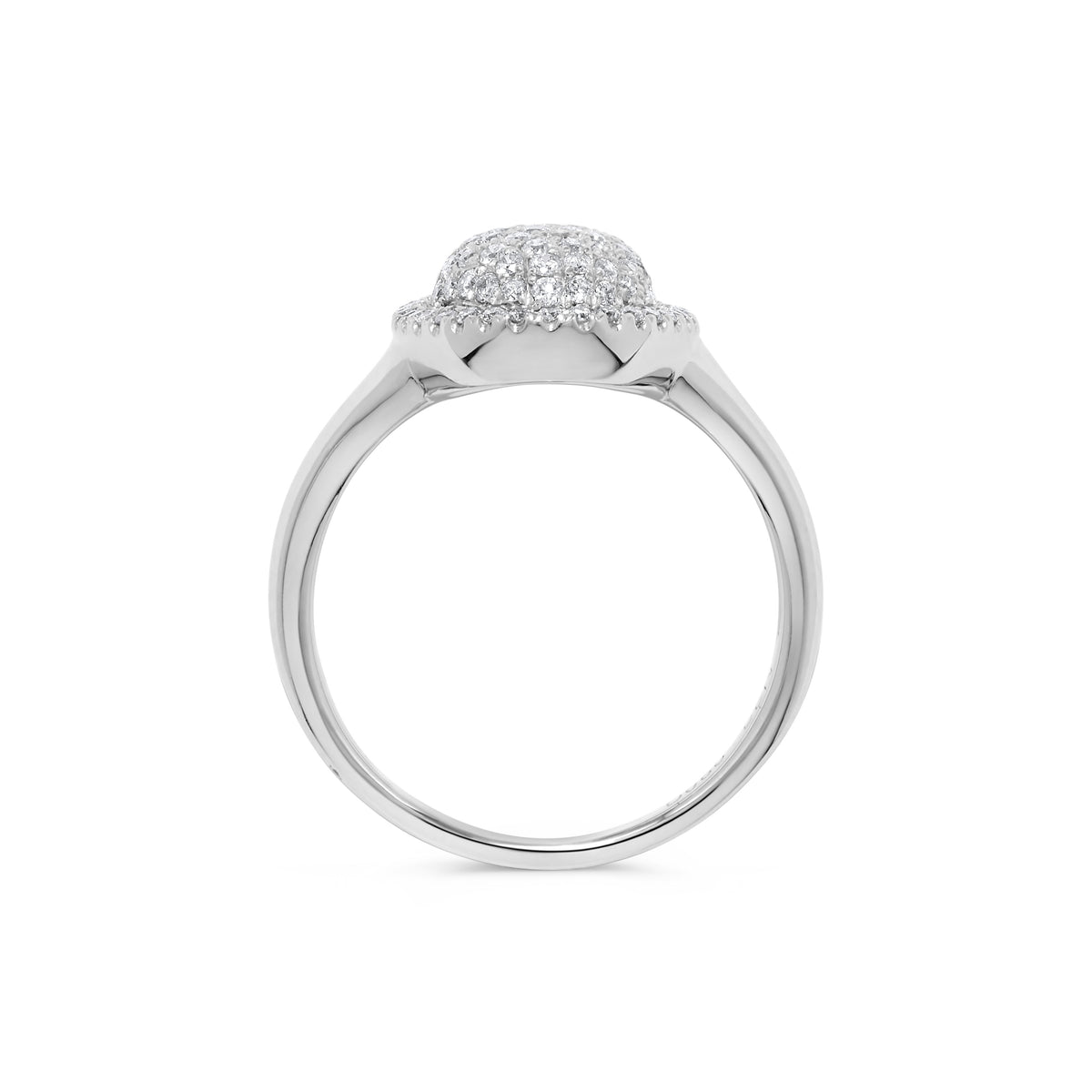 Pavé Diamond Oval Cluster Ring in 14K White Gold