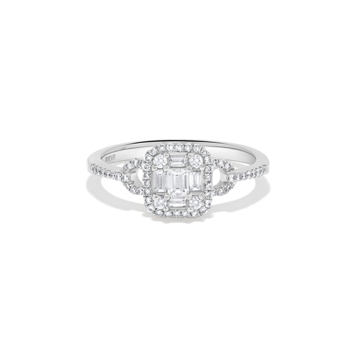 Baguette Diamond Cluster Ring in 14K White Gold
