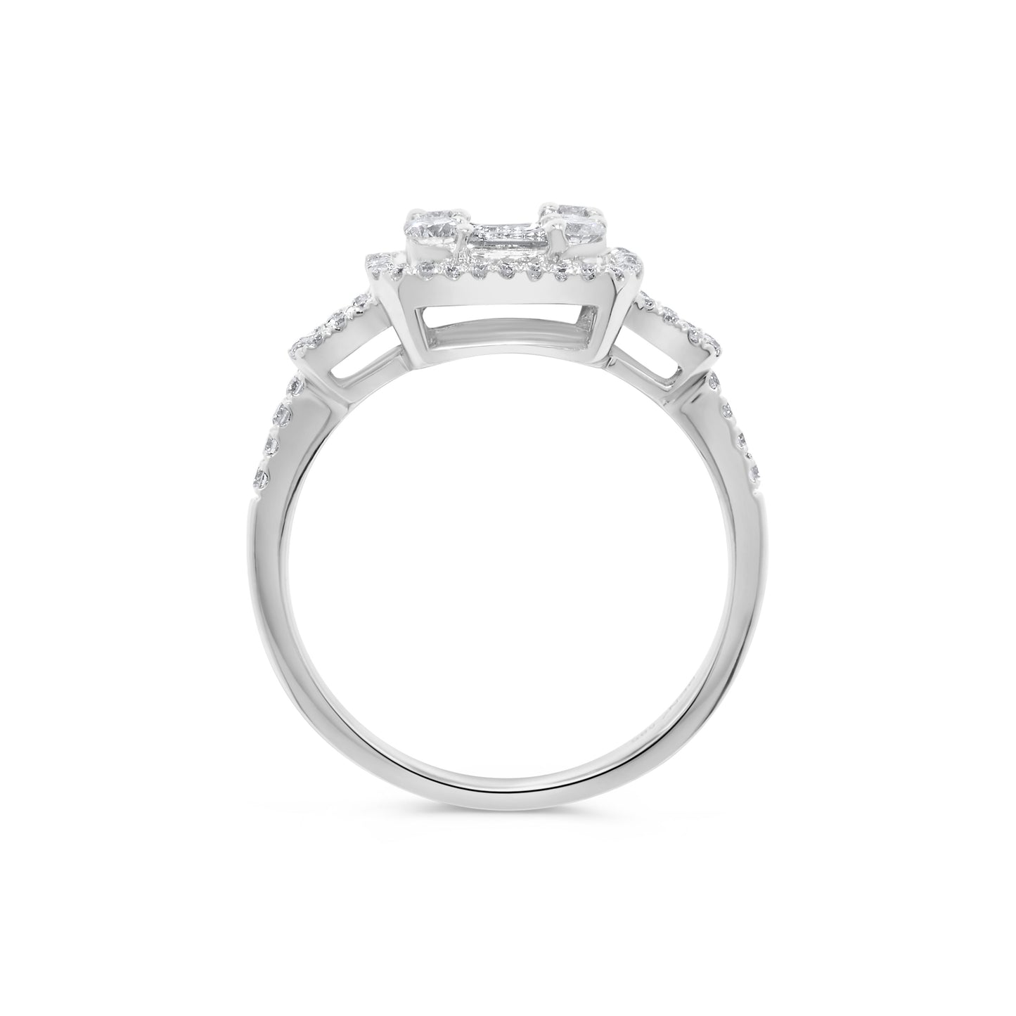Baguette Diamond Cluster Ring in 14K White Gold