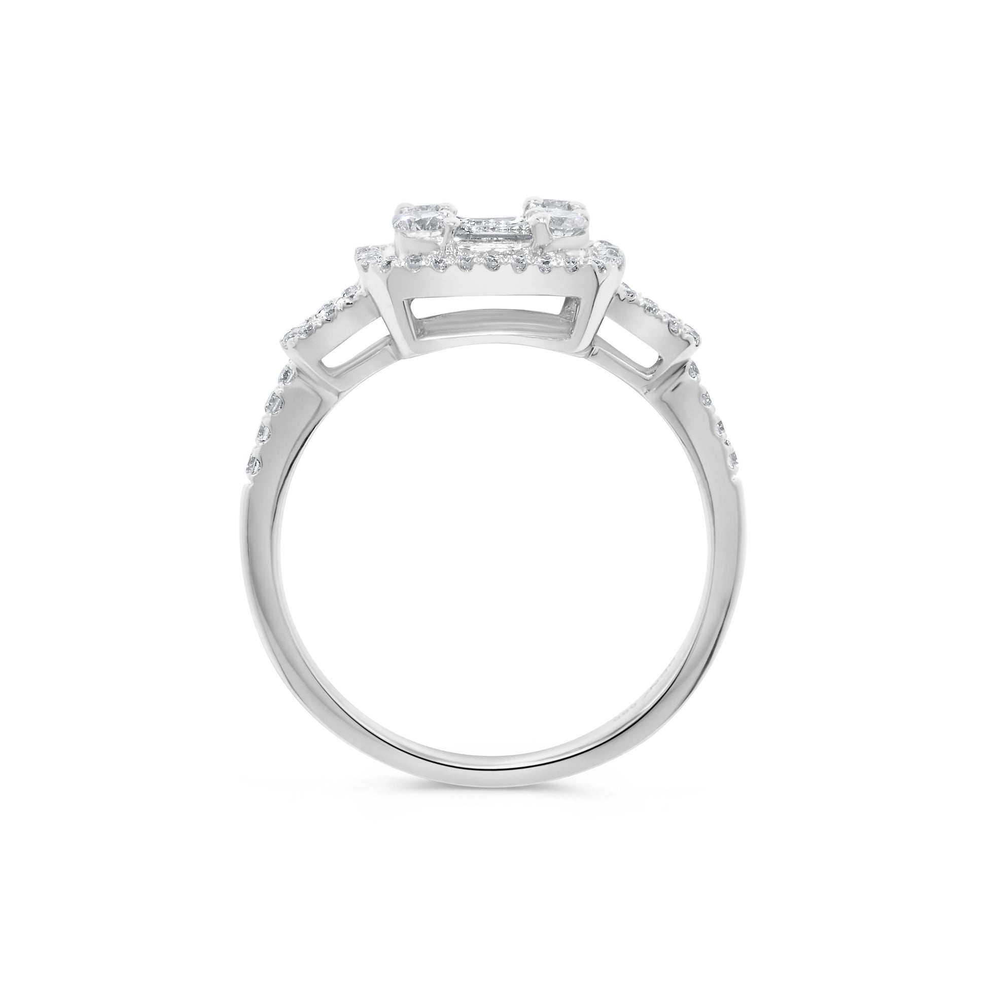 Baguette Diamond Cluster Ring in 14K White Gold