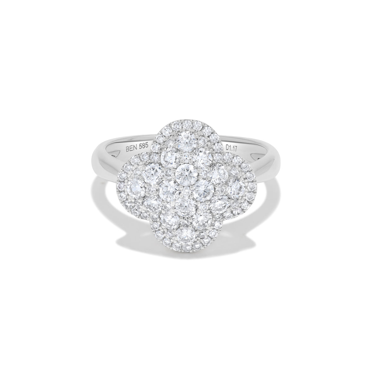 1.16 ct. t.w. Pavé Diamond Clover Cluster Ring in 14K White Gold