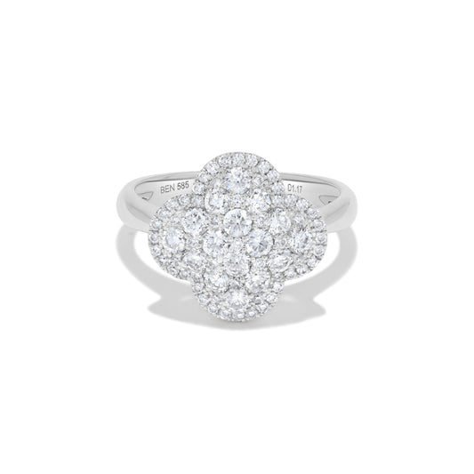 1.16 ct. t.w. Pavé Diamond Clover Cluster Ring in 14K White Gold