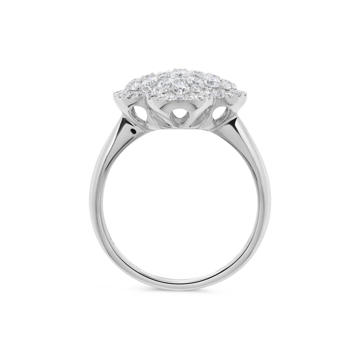 1.16 ct. t.w. Pavé Diamond Clover Cluster Ring in 14K White Gold