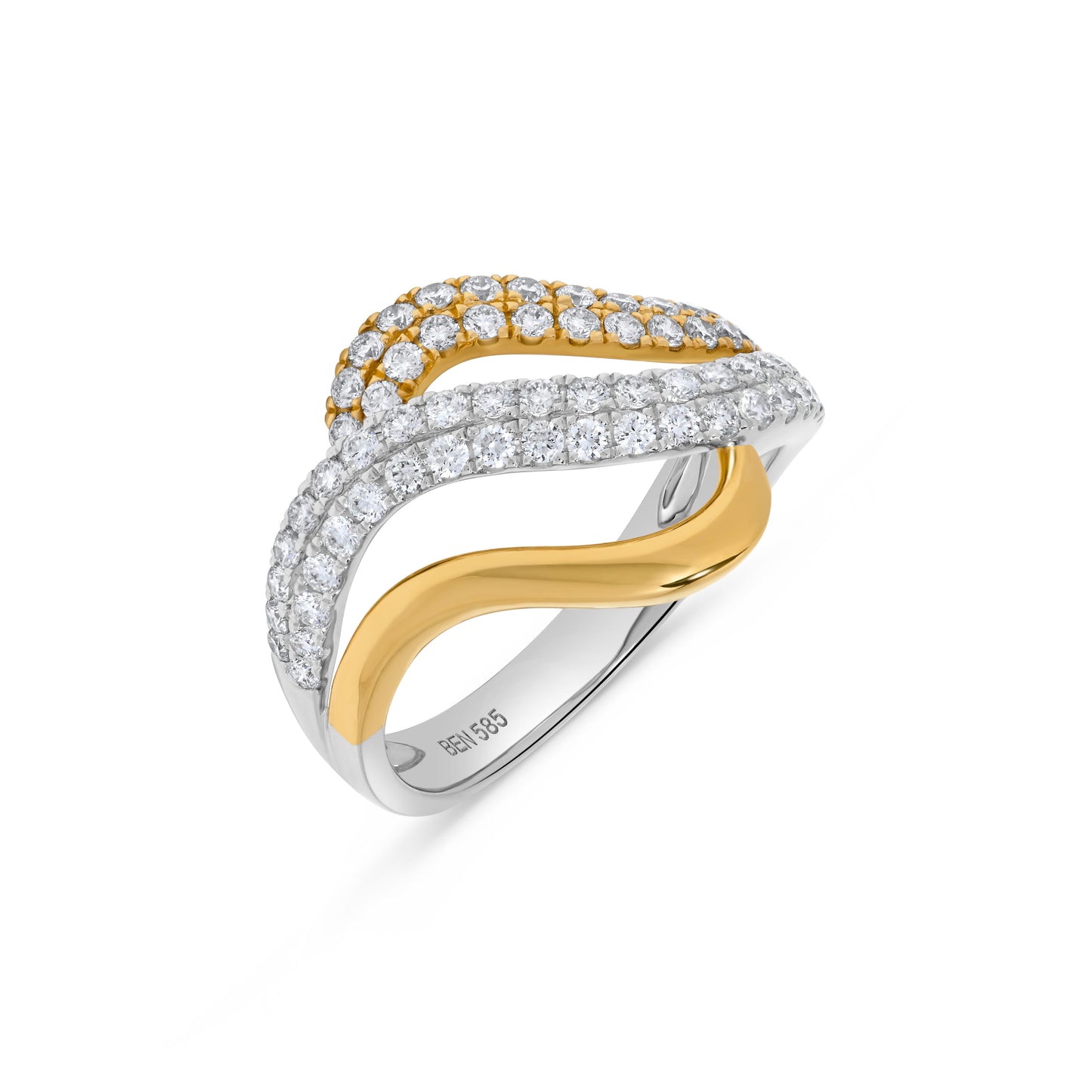 Pavé Diamond Layer Ring in 14K Multi Tone Gold