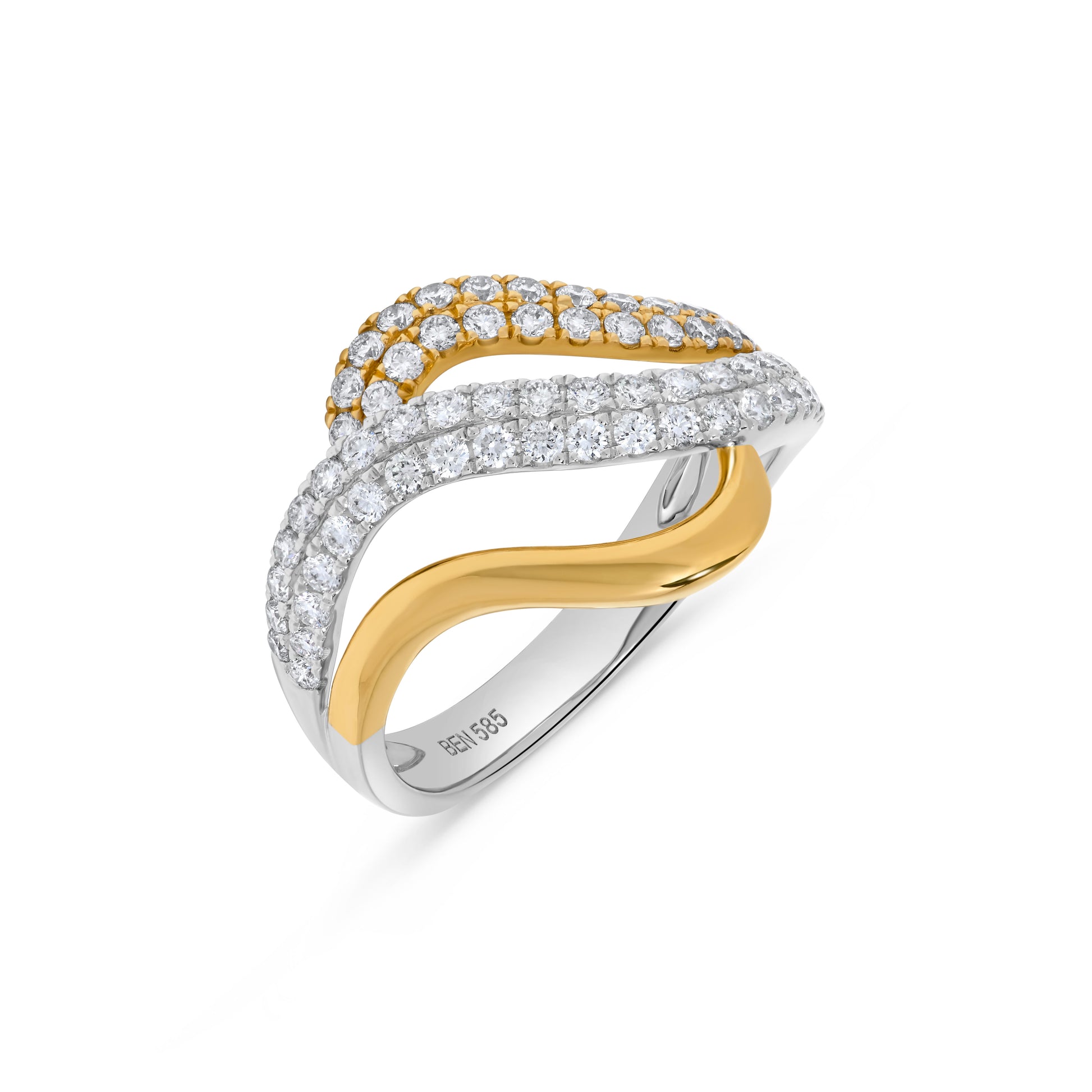 Pavé Diamond Layer Ring in 14K Multi Tone Gold