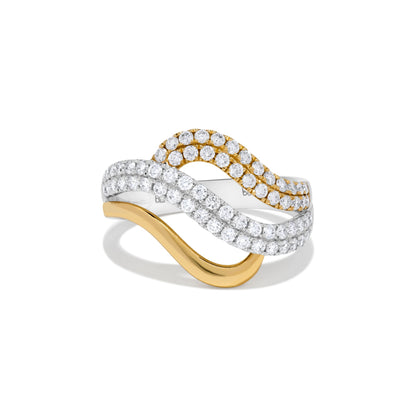 Pavé Diamond Layer Ring in 14K Multi Tone Gold