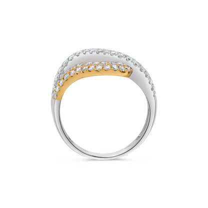 Pavé Diamond Layer Ring in 14K Multi Tone Gold