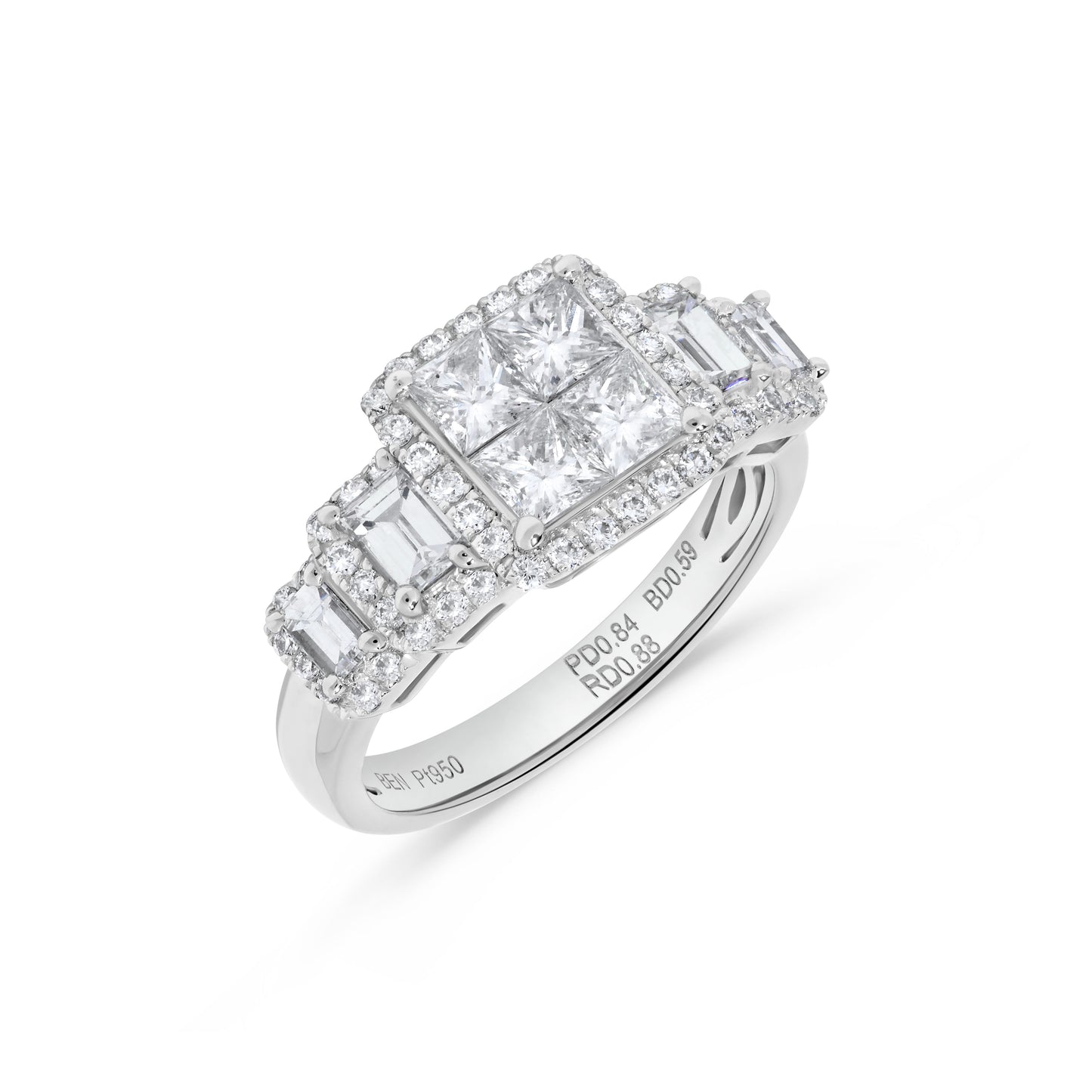 Princess Diamond Cluster Ring in Platinum