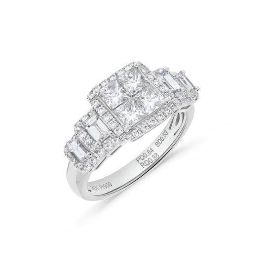 Princess Diamond Cluster Ring in Platinum