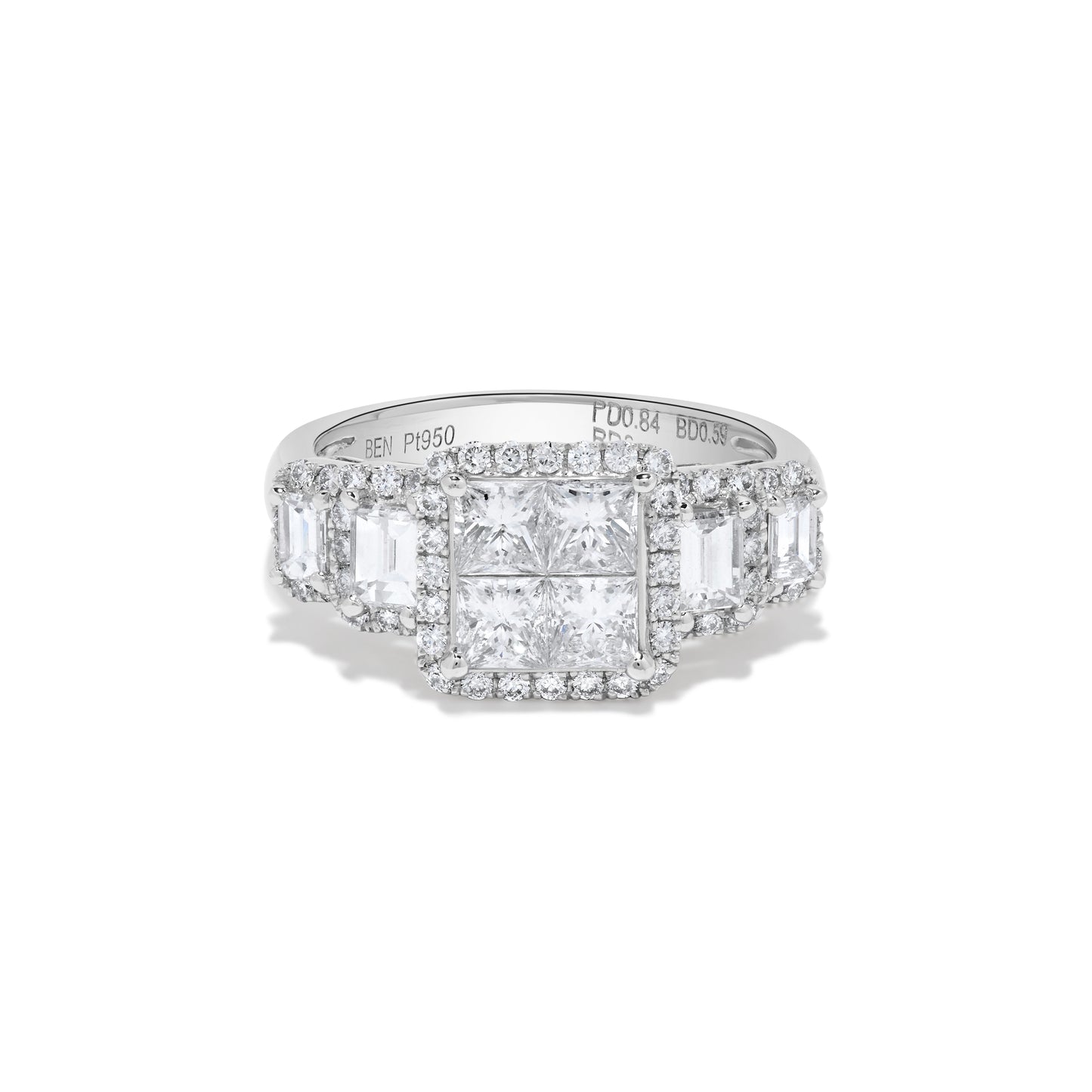 Princess Diamond Cluster Ring in Platinum