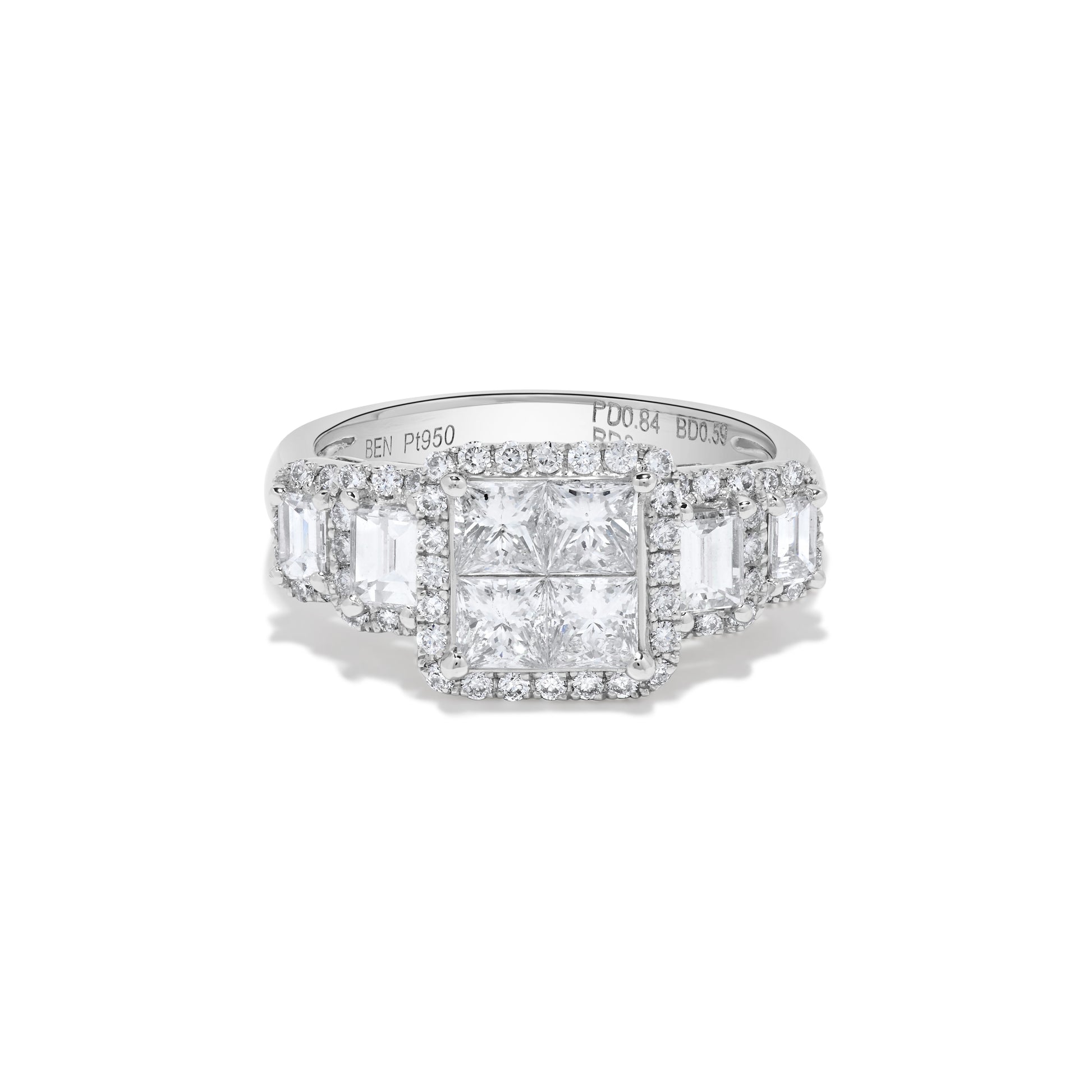 Princess Diamond Cluster Ring in Platinum