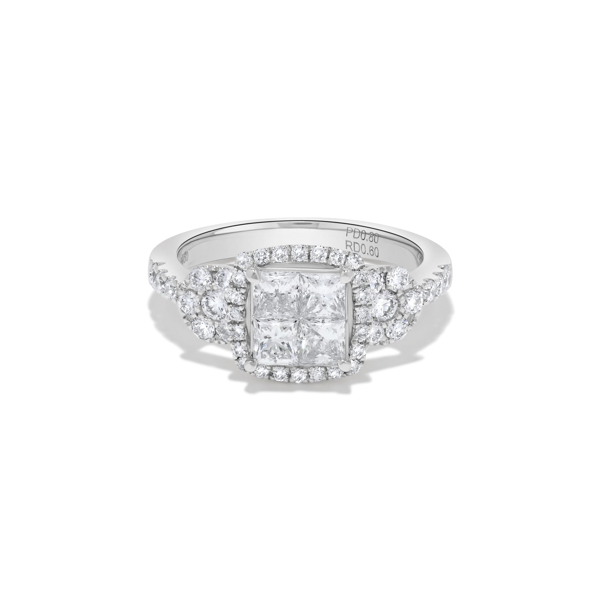 Princess Diamond Cluster Ring in Platinum