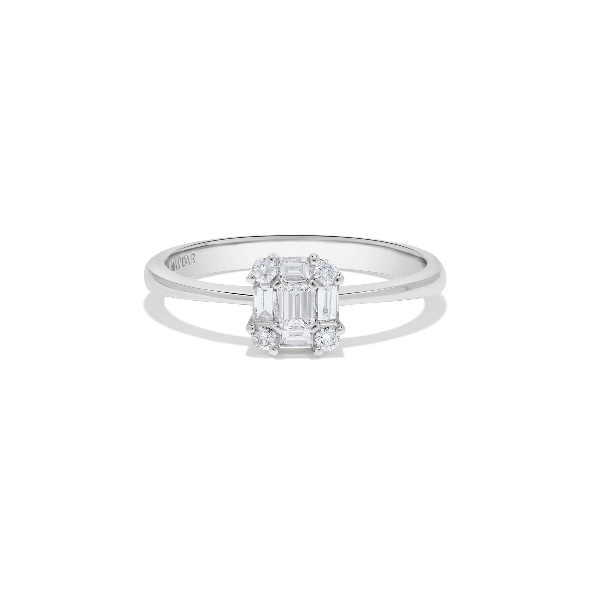 Baguette Diamond Cluster Ring in 14K White Gold