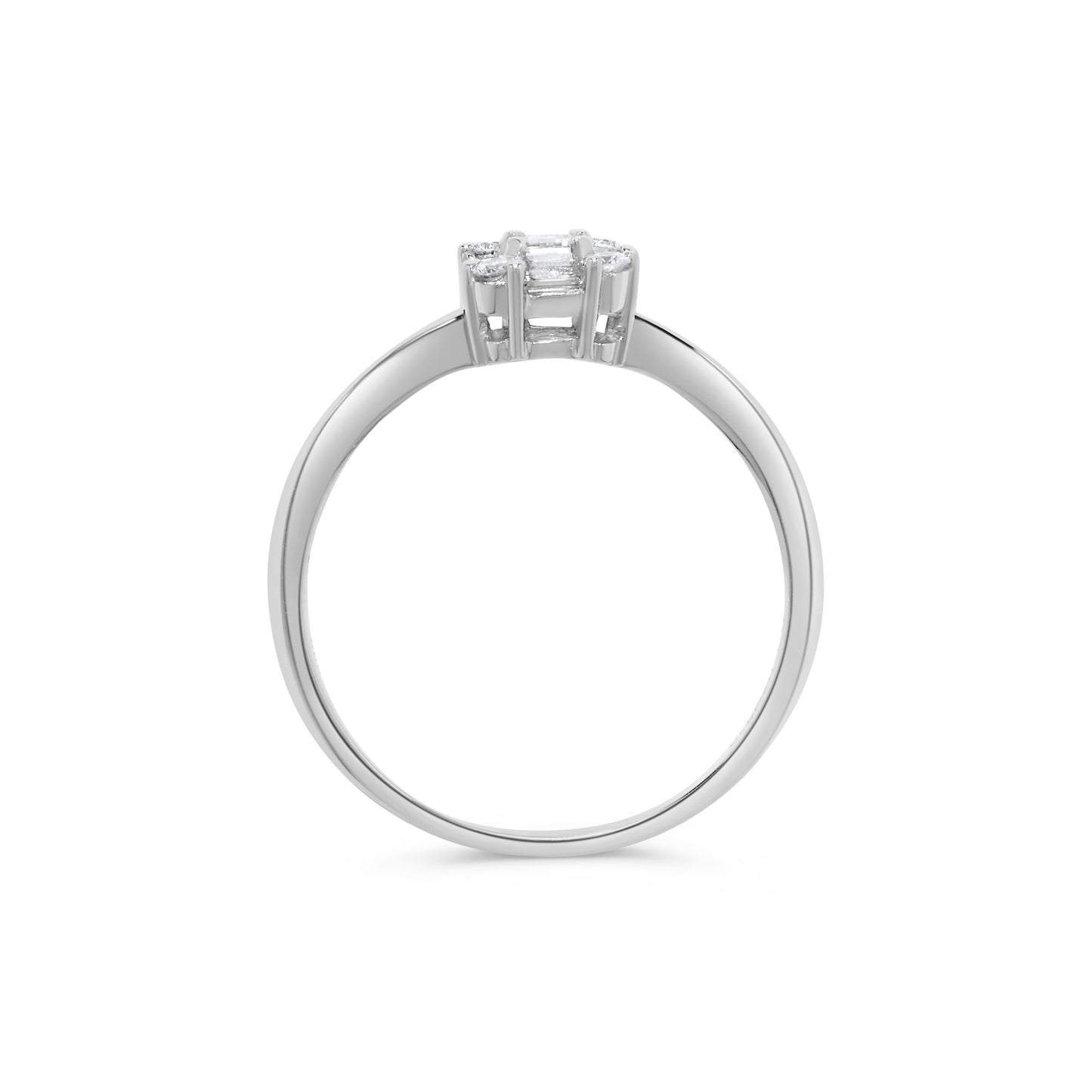 Baguette Diamond Cluster Ring in 14K White Gold