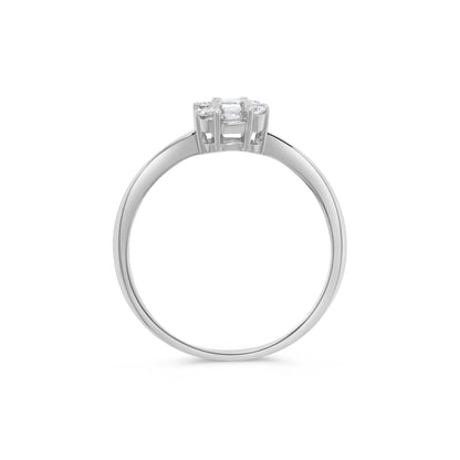 Baguette Diamond Cluster Ring in 14K White Gold