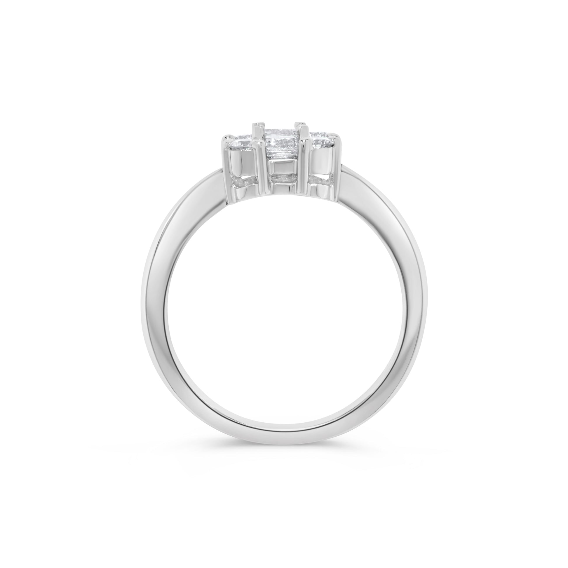 . Baguette Diamond Cluster Ring in 14K White Gold