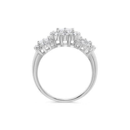1.50 ct. t.w. Triple Baguette Diamond Round Halo Ring in 14K White Gold