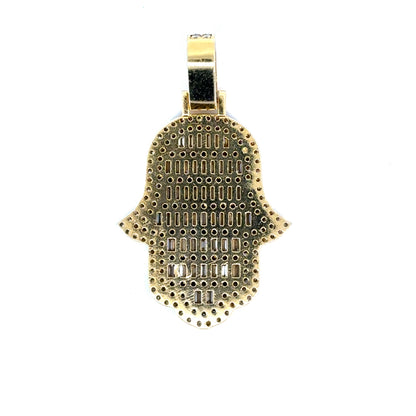 14K Yellow Gold 2.67 ct Lab-Grown Diamond Hamsa Pendant