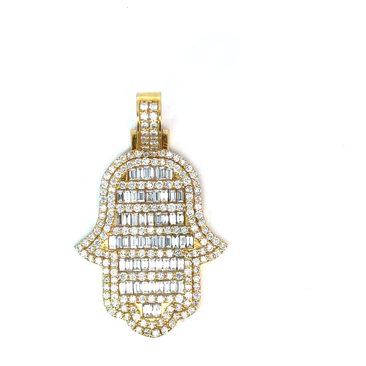 14K Yellow Gold Hamsa Pendant with 2.67 Carats of Lab Grown Diamonds